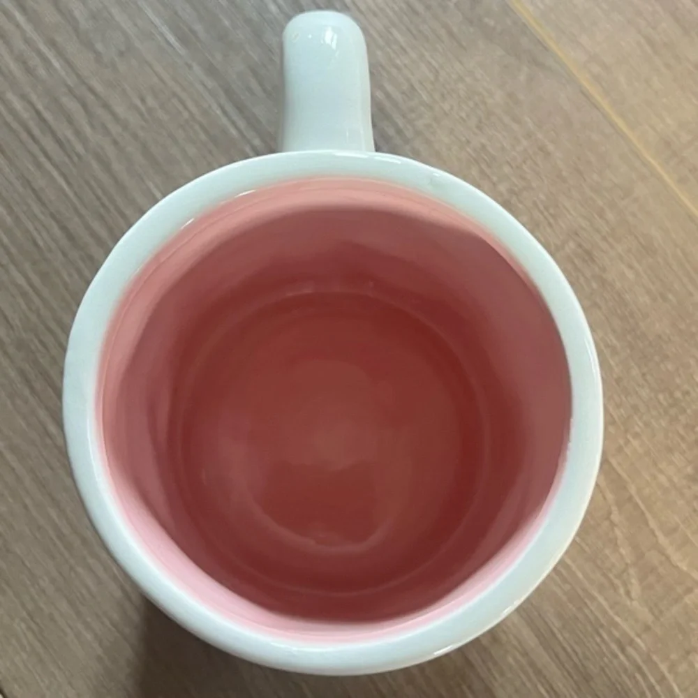Hello Spring Pink &‎ White Ceramic Mug New Item 4” Tall Cup